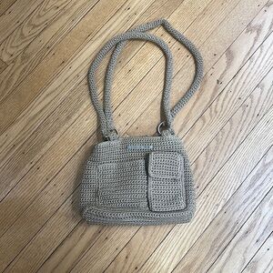 STUDIO 1010 beige crochet knit shoulder bag